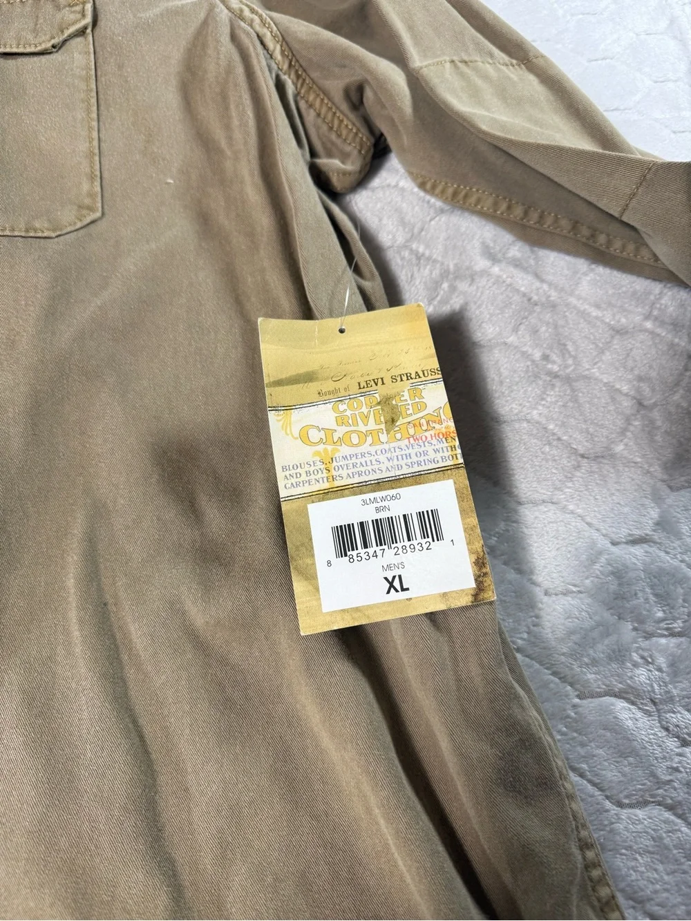 Levi’s XL Heavyweight Workwear Utility Shirt Brown Elbow Patch Button Up NWT